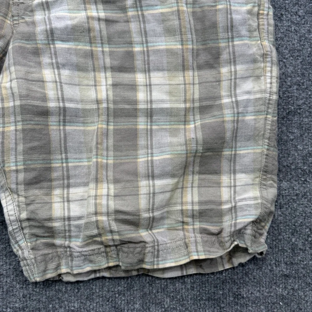 Tommy Bahama Plaid Shorts Mens 38 Khaki Grey Linen Tencel 9